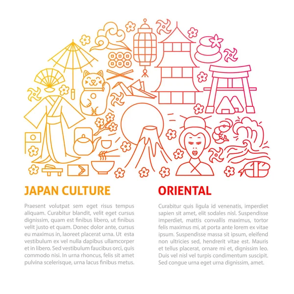 Plantilla de línea de cultura Japón — Vector de stock