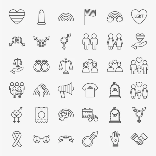 LGBT Pride Line Icons Set — Stockvektor