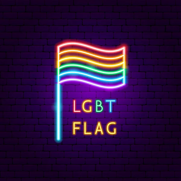 LGBT Flag Neon Label — Stock Vector