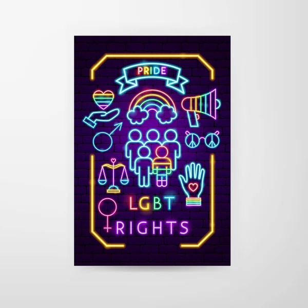 LGBT Rights Neon Flyer — Stock Vector