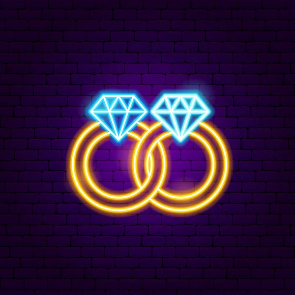 Due anelli di nozze Neon segno — Vettoriale Stock