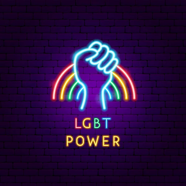 LGBT Power Neon Label — Stock Vector