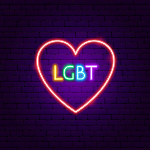 LGBT Heart Neon — Stock Vector