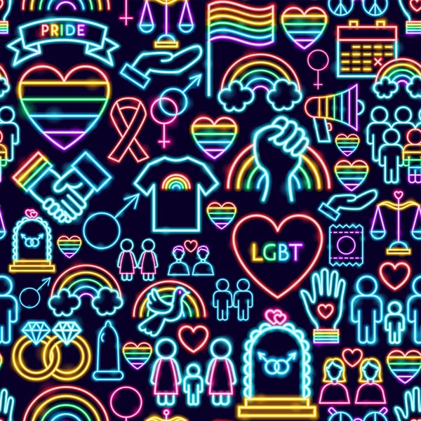LGBT Seamless Neon Pattern — Stock Vector
