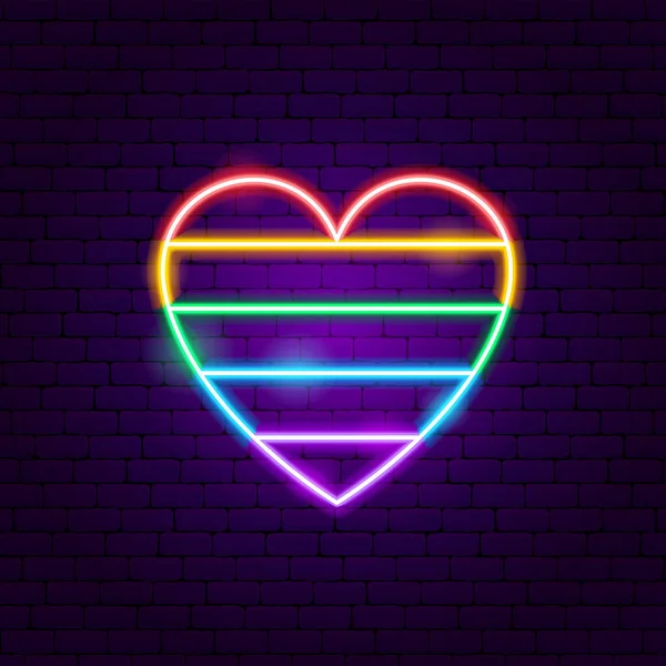 Знак Rainbow Heart Neon — стоковый вектор