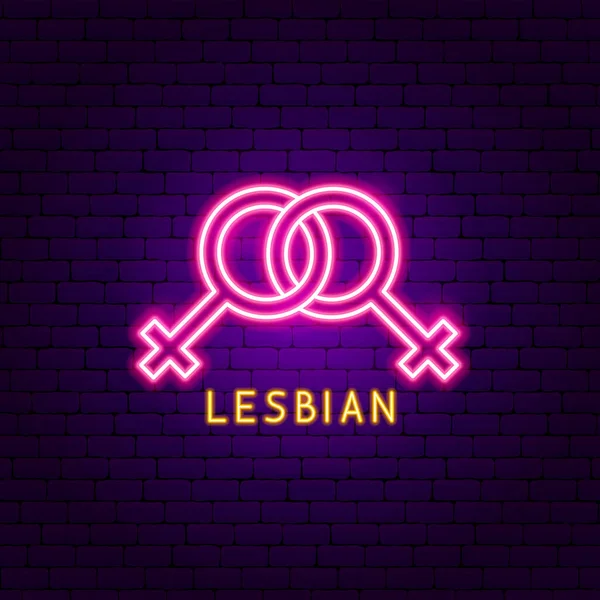 Lesbijski Neon Label — Wektor stockowy