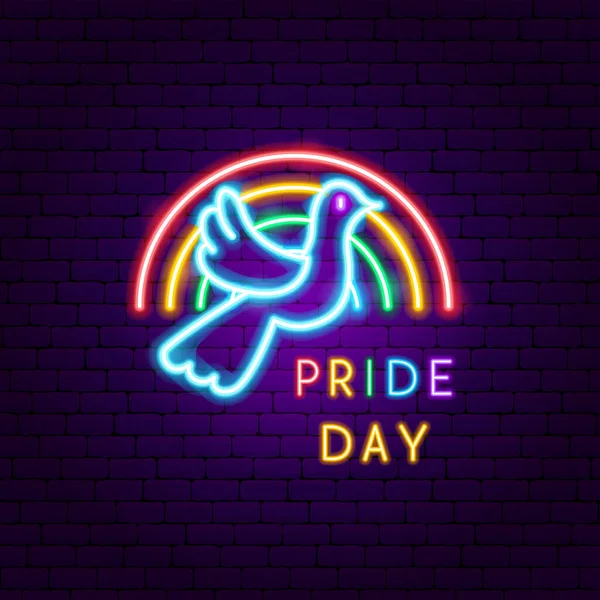 Pride Day Dove Neon Label — стоковый вектор