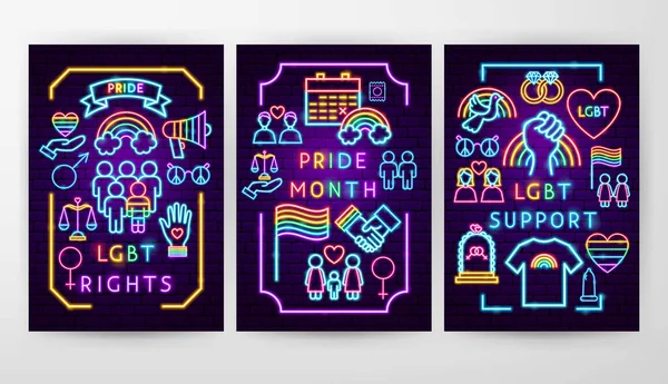 LGBT Neon Flyer Konzepte — Stockvektor