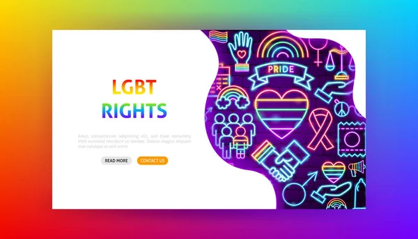 Direitos LGBT Neon Landing Page — Vetor de Stock