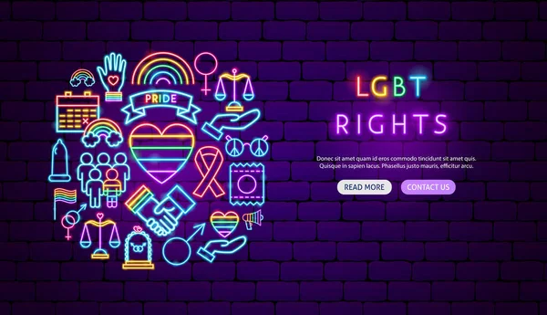 Design de banner de néon de direitos LGBT —  Vetores de Stock