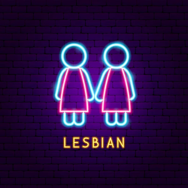 Meninas lésbicas Neon Label —  Vetores de Stock