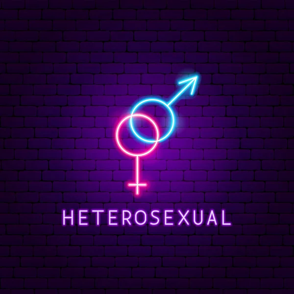 Heteroseksualna etykieta neonowa — Wektor stockowy