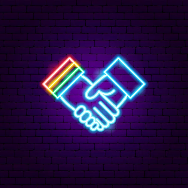 Uścisk dłoni LGBT Neon Sign — Wektor stockowy