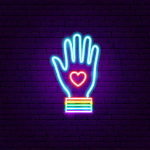 Hand LGBT Neon Sign — Stockvector