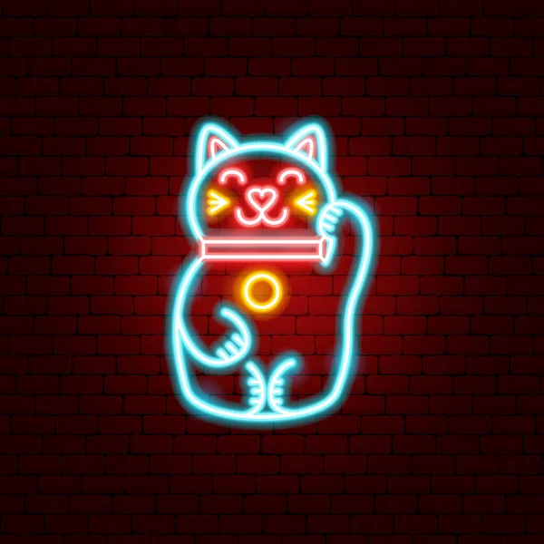 Lucky Japan Cat Neon Sign — Stockvektor