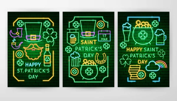Neon Flyer zum Saint Patrick Day — Stockvektor