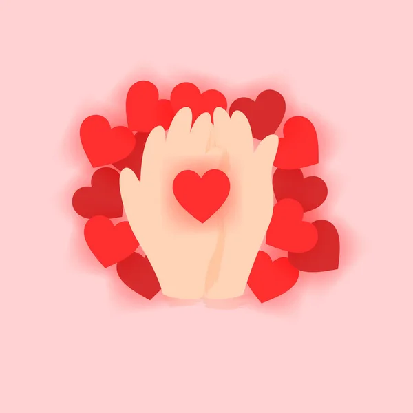 Les mains d'amour tenant le cœur — Image vectorielle