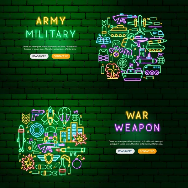 War Neon Banners — Stockový vektor