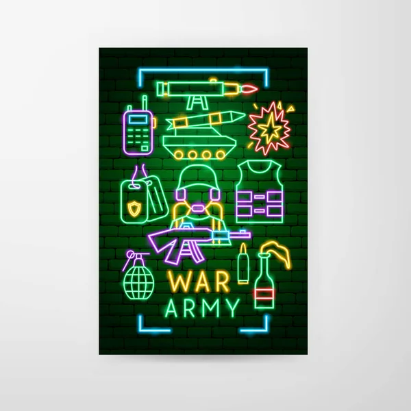 War Army Neon Flyer — Stockový vektor