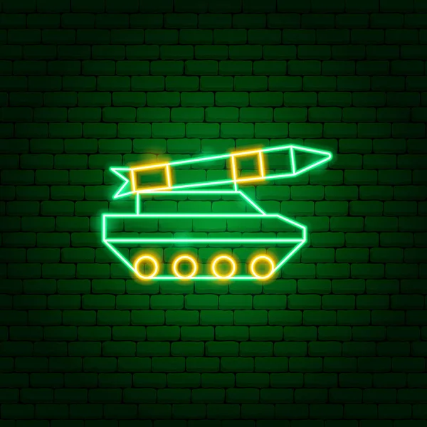 Tank Panzer Neon Sign — Stockový vektor