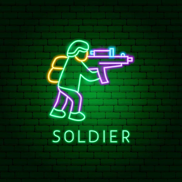 Soldier Neon Label — Stockový vektor