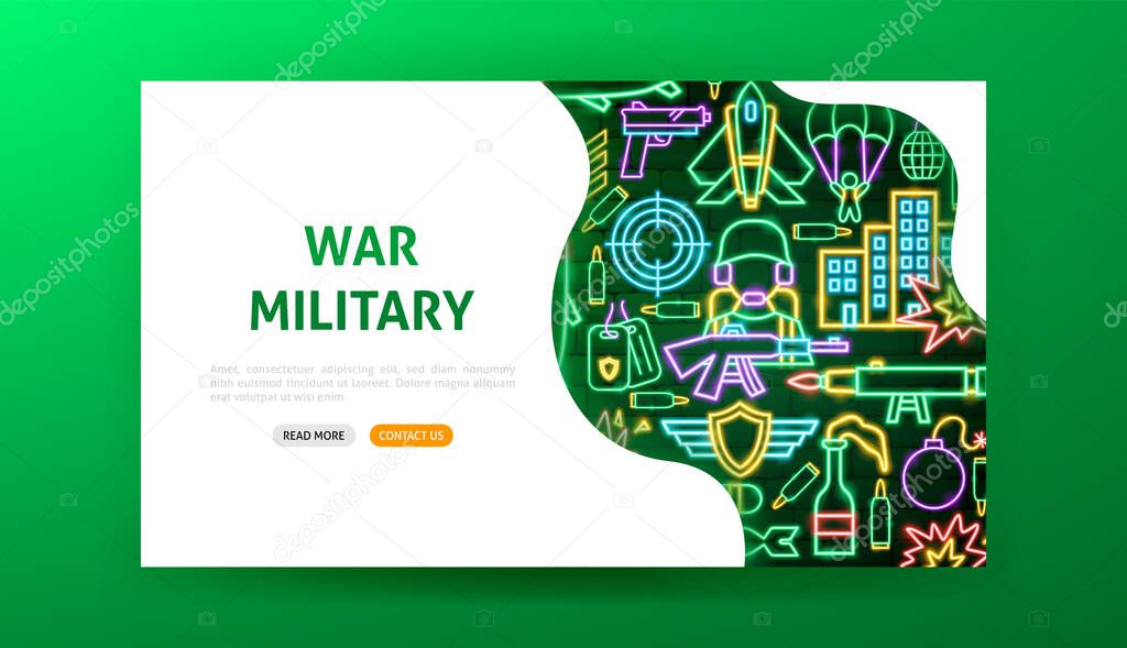 War Military Neon Landing Page