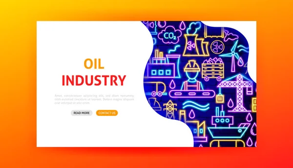 Πετρελαιοβιομηχανία Neon Landing Page — Διανυσματικό Αρχείο