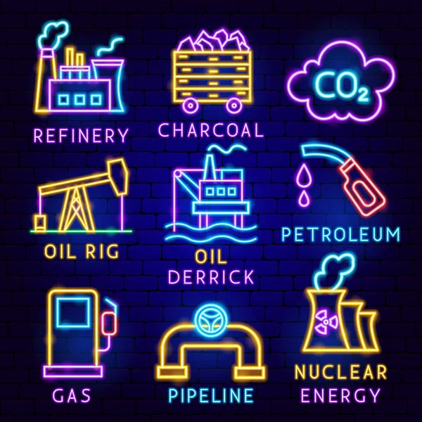 Oil Gas Label Set — Archivo Imágenes Vectoriales