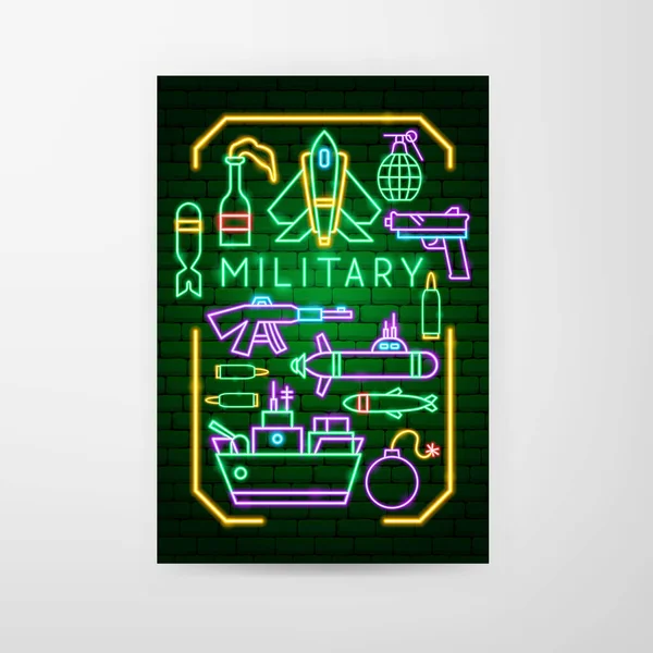 Military Neon Flyer — Stockový vektor