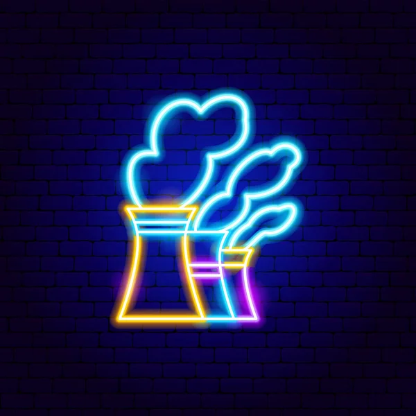 Factory Building Neon Sign — 스톡 벡터