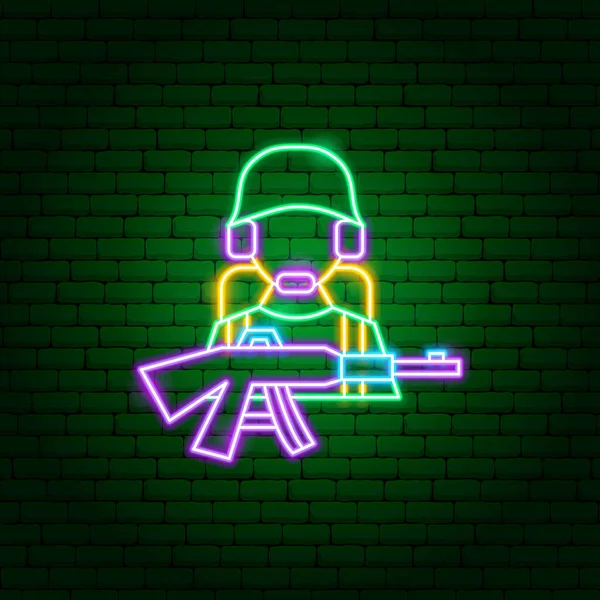 Army Soldier Neon Sign — Stockvektor