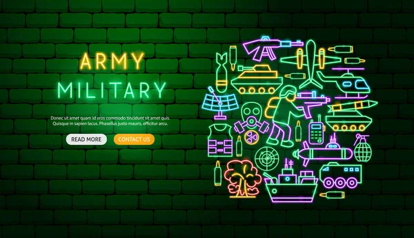Army Military Neon Banner Design — Stockový vektor