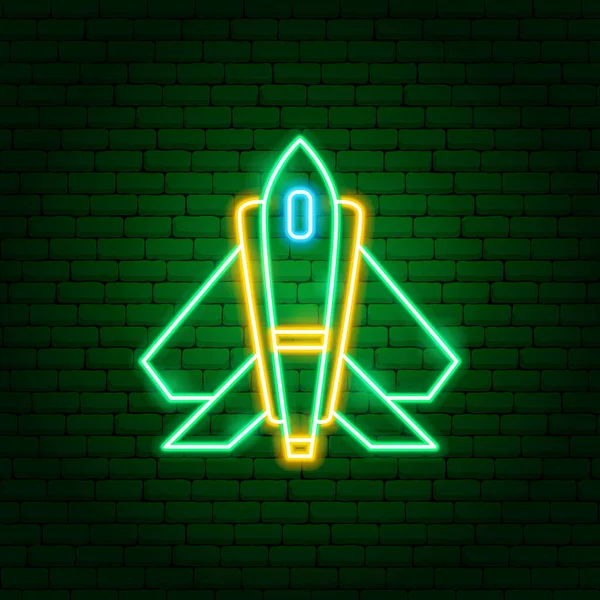 Airplane Fighter Neon Sign — Stockový vektor