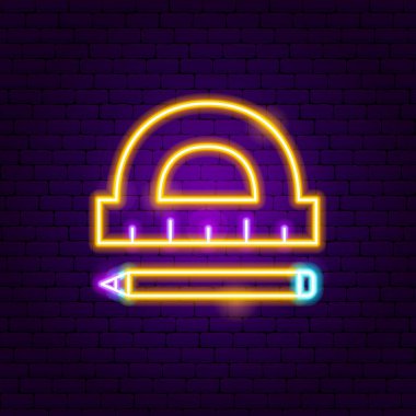 İletken Kalem Neon İşareti. Yönetici Tanıtımının Vektör İllüstrasyonu.