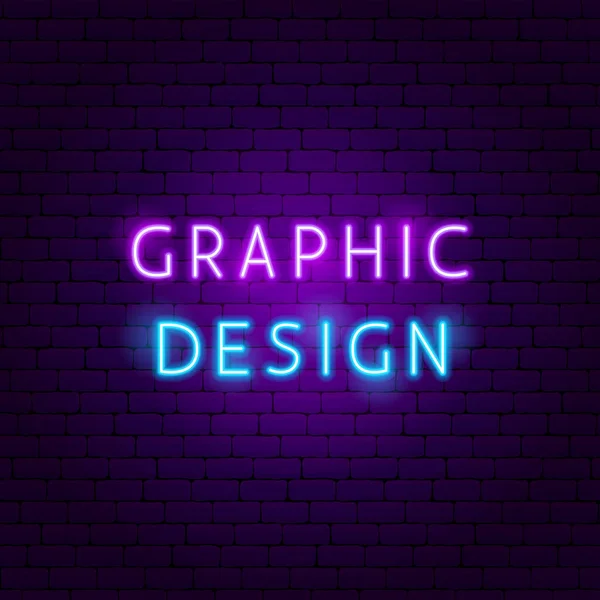 Graphic Design Neon Text Vector Illustration Designer Promotion — Vector de stock