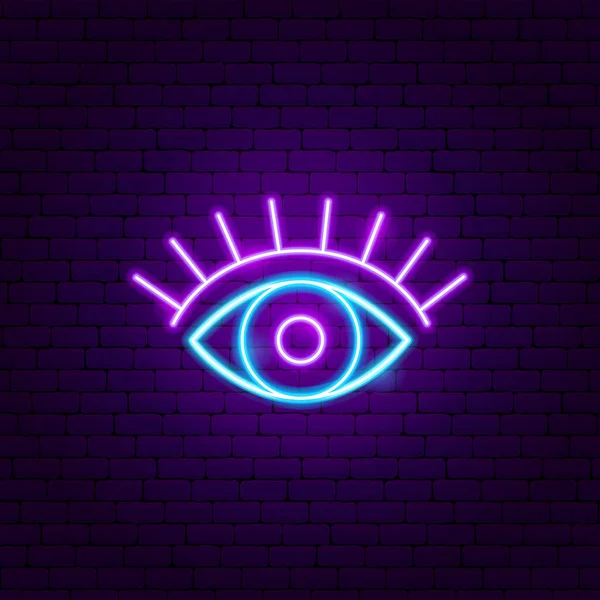 Eye Vision Neon Sign Vector Illustration See Promotion — Stockvektor