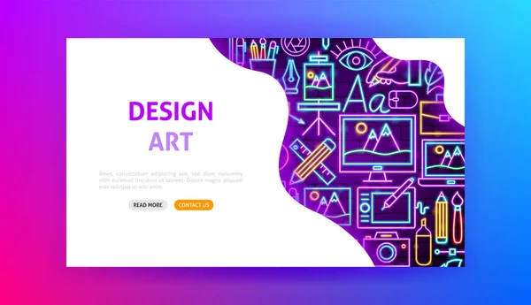 Design Art Neon Landing Page Illustrazione Vettoriale Della Promozione Grafica — Vettoriale Stock