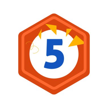 Beş Kutlama Altıgen Simgesi. İş İşaretinin Vektör İllüstrasyonu.