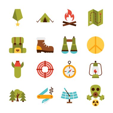 Savaş Askeri Nesneleri. Ordu Sembollerinin Vektör İllüstrasyonu.