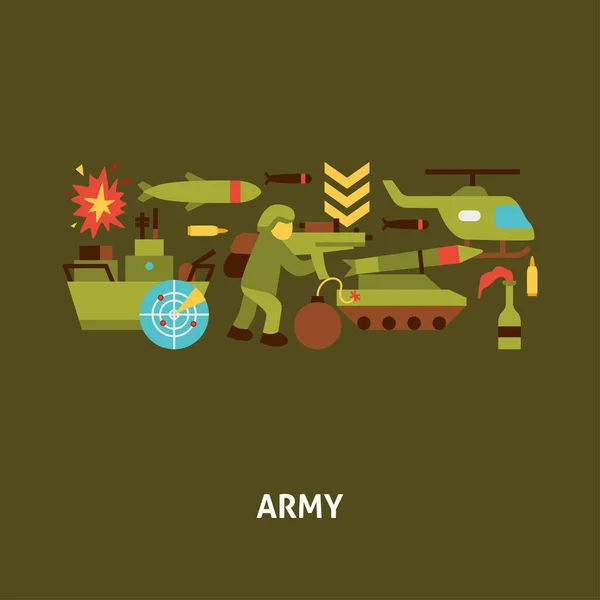 Armádní Vektorová Koncepce Vektorová Ilustrace Vojenských Symbolů — Stockový vektor