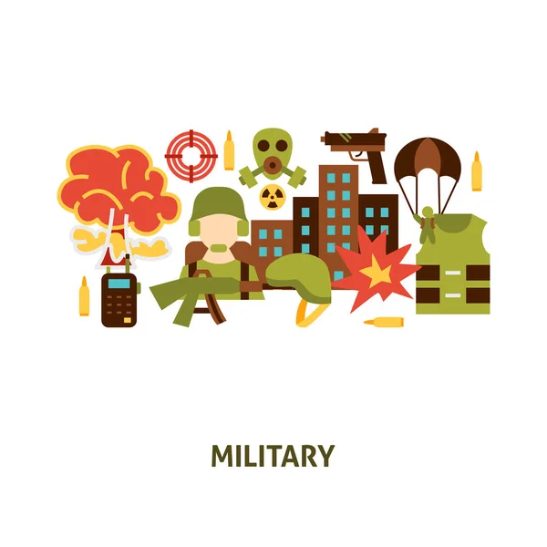 Vojenská Koncepce Vektoru Vektorové Ilustrace Vojenských Symbolů — Stockový vektor