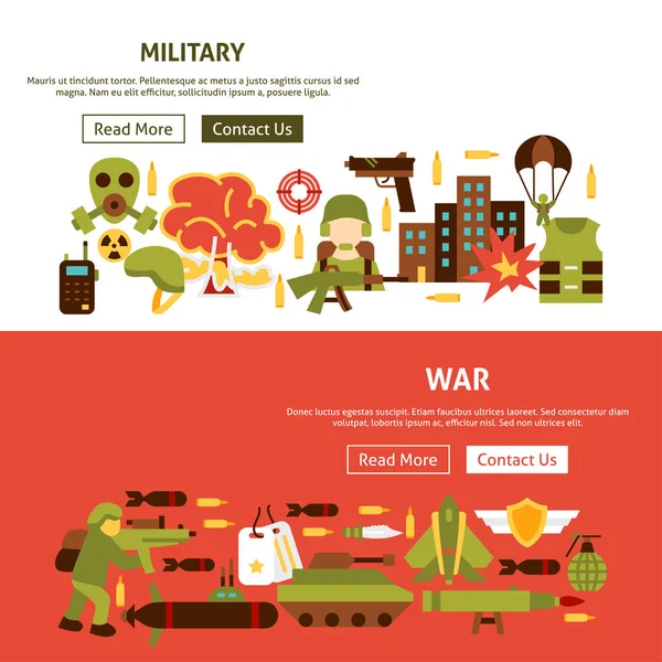 Vojenské Válečné Prapory Vektorové Ilustrace Vojenských Symbolů — Stockový vektor