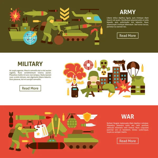 Válečné Horizontální Prapory Vektorové Ilustrace Vojenských Symbolů — Stockový vektor