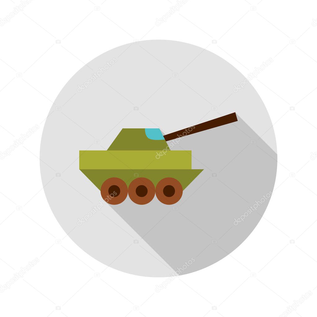 Tank Circle Icon. Vector Illustration of Military Sign.