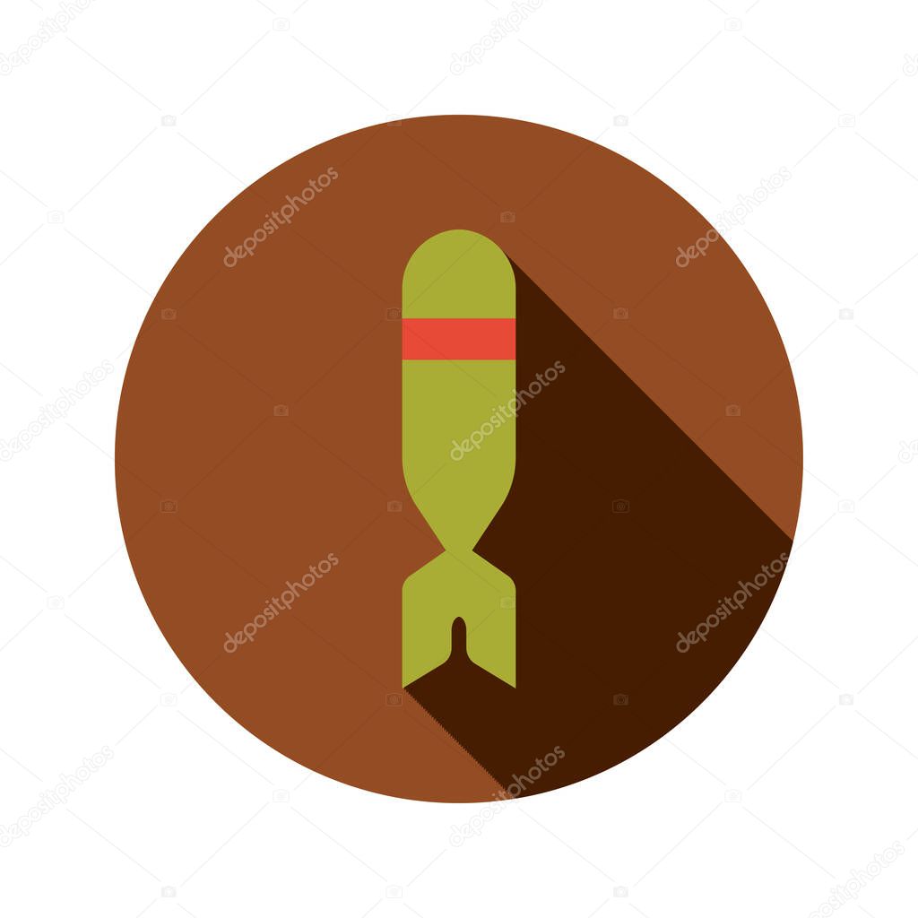 Missile Bomb Circle Icon. Vector Illustration of Military Sign.