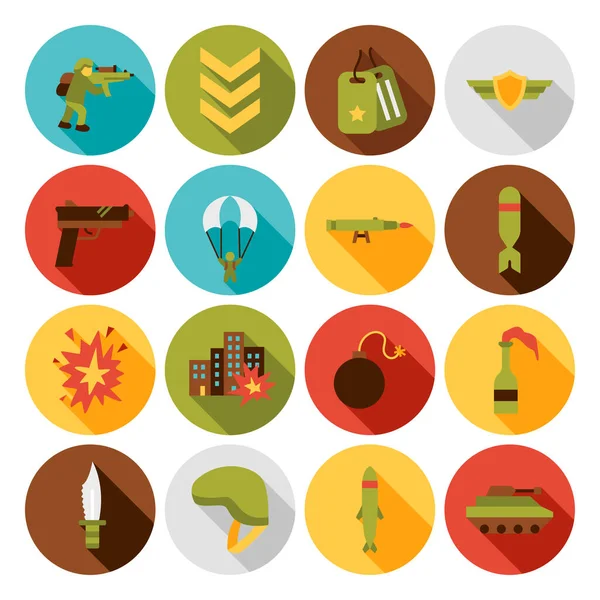 War Army Flat Icons Vektorillustration Militärischer Symbole — Stockvektor