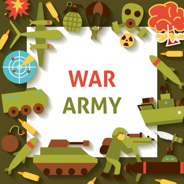 Šablona Válečné Armády Vektorová Ilustrace Vojenských Symbolů — Stockový vektor