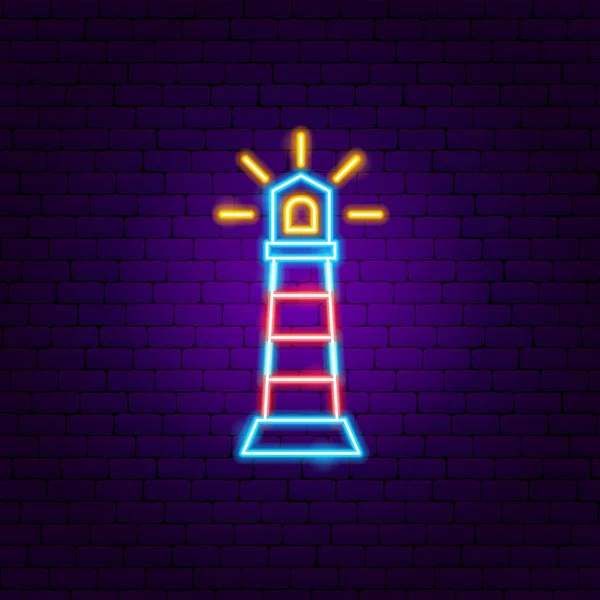 Lighthouse Neon Sign Vector Illustration Sea Promotion — Stockový vektor