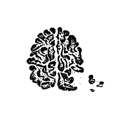 İnsan Beyni Dotwork. Elle çizilmiş nesnelerin Vektör İllüstrasyonu.