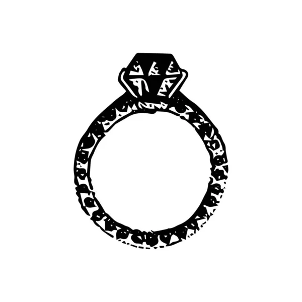 Кільце Діамантова Копія Векторна Ілюстрація Мальованих Єктів Рук — стоковий вектор